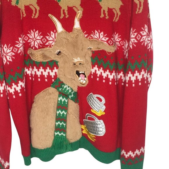 Jolly Sweaters Sweater Mens 2XL Funny Goat Christmas Pullover Novelty Holiday - Picture 2 of 15